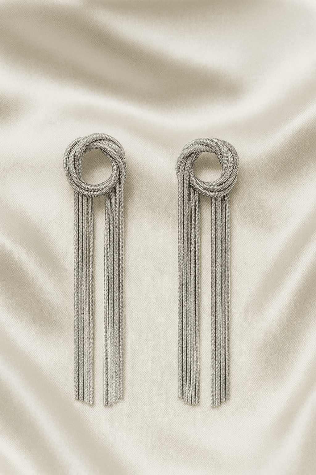 Silver Knot Tassel Statement Earrings - MODA ACCESSORIES