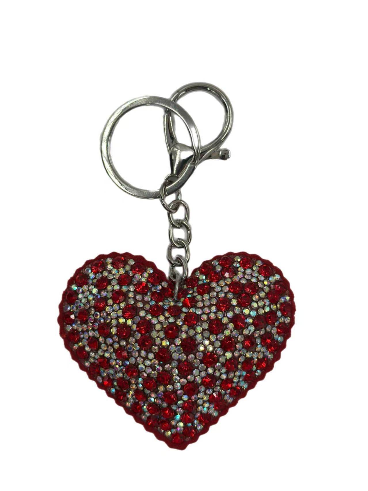 Sparkling Red Heart Rhinestone Keychain - MODA ACCESSORIES