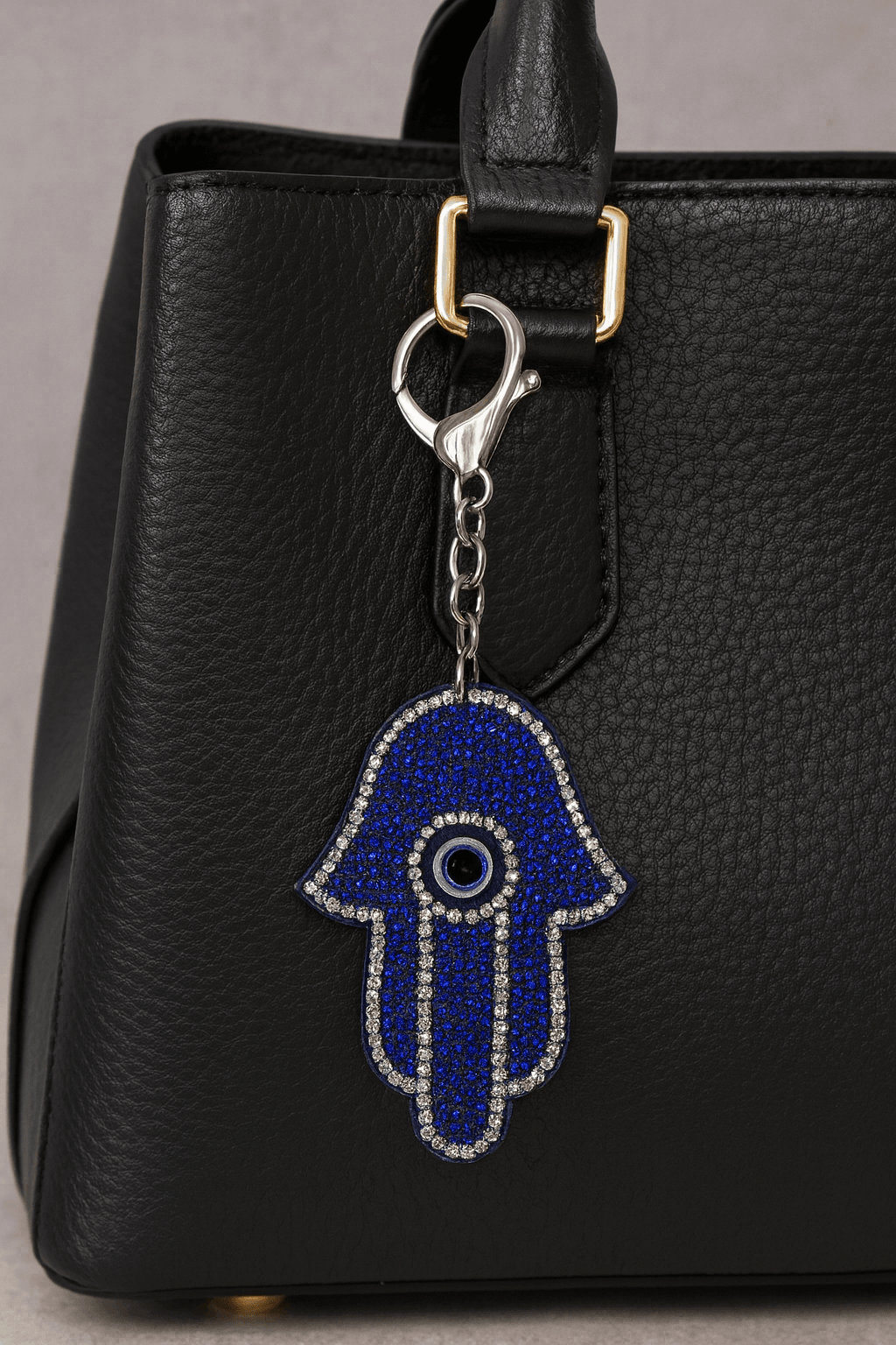 Crystal Hamsa Hand Keychain – Sparkling Blue Rhinestone Evil Eye Protection Charm & Key Ring - MODA ACCESSORIES