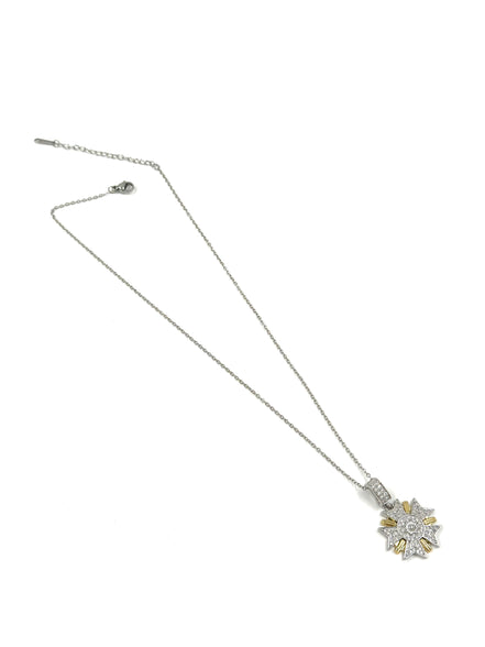 Silver & Gold Radiant Star Necklace – Stainless Steel with Crystals | MODA Accessories
