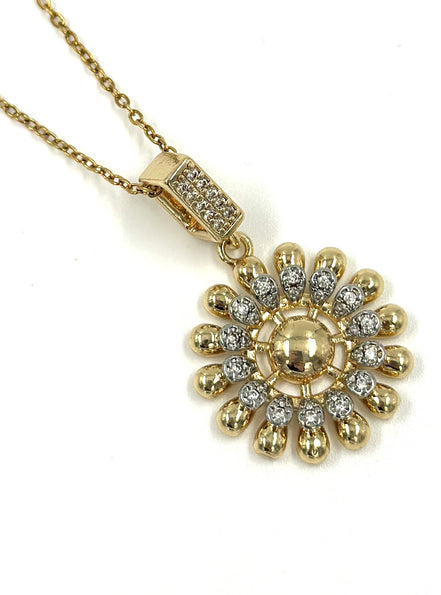Golden Daisy Crystal Necklace – Stainless Steel | MODA Accessories