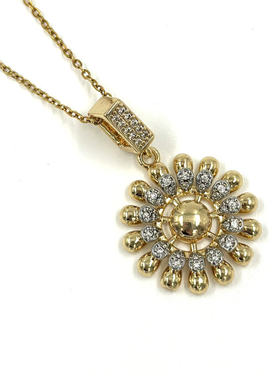 Golden Daisy Crystal Necklace – Stainless Steel | MODA Accessories