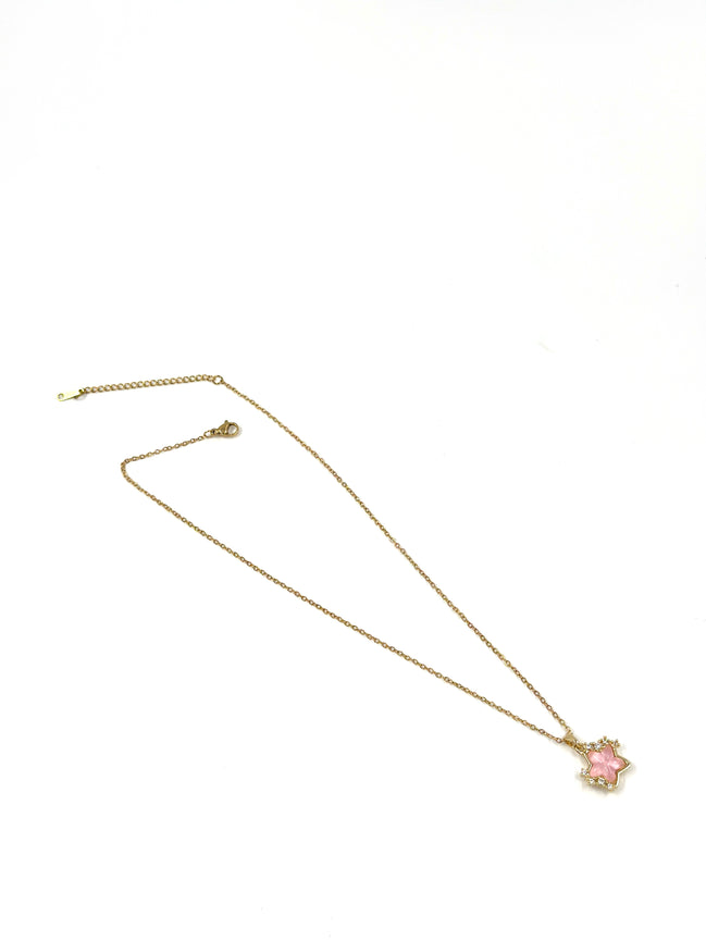 Pink Mother-of-Pearl Star Pendant Necklace – MODA Accessories