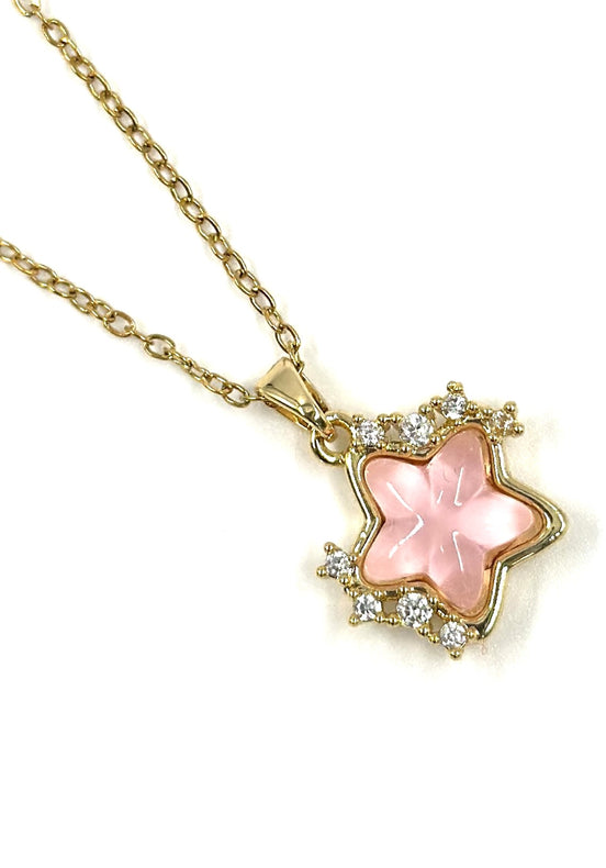 Pink Mother-of-Pearl Star Pendant Necklace – MODA Accessories