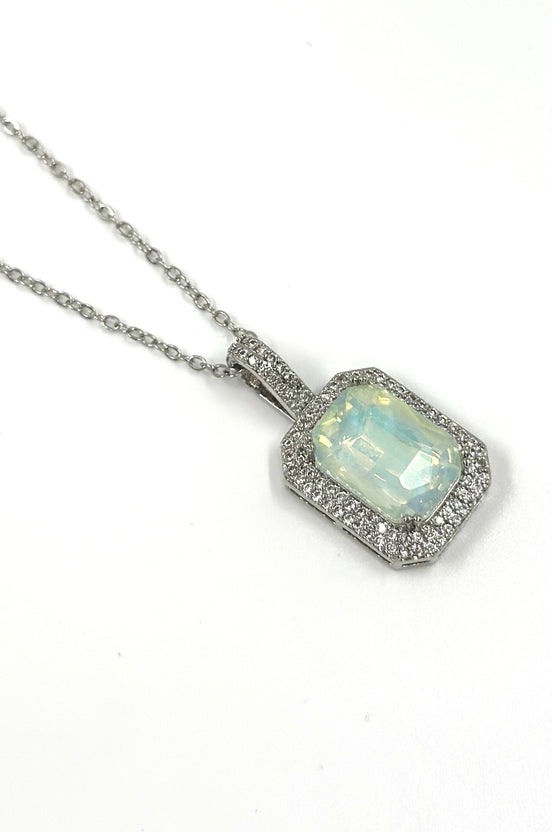 Opal Effect Rectangle Pendant Necklace – MODA Accessories