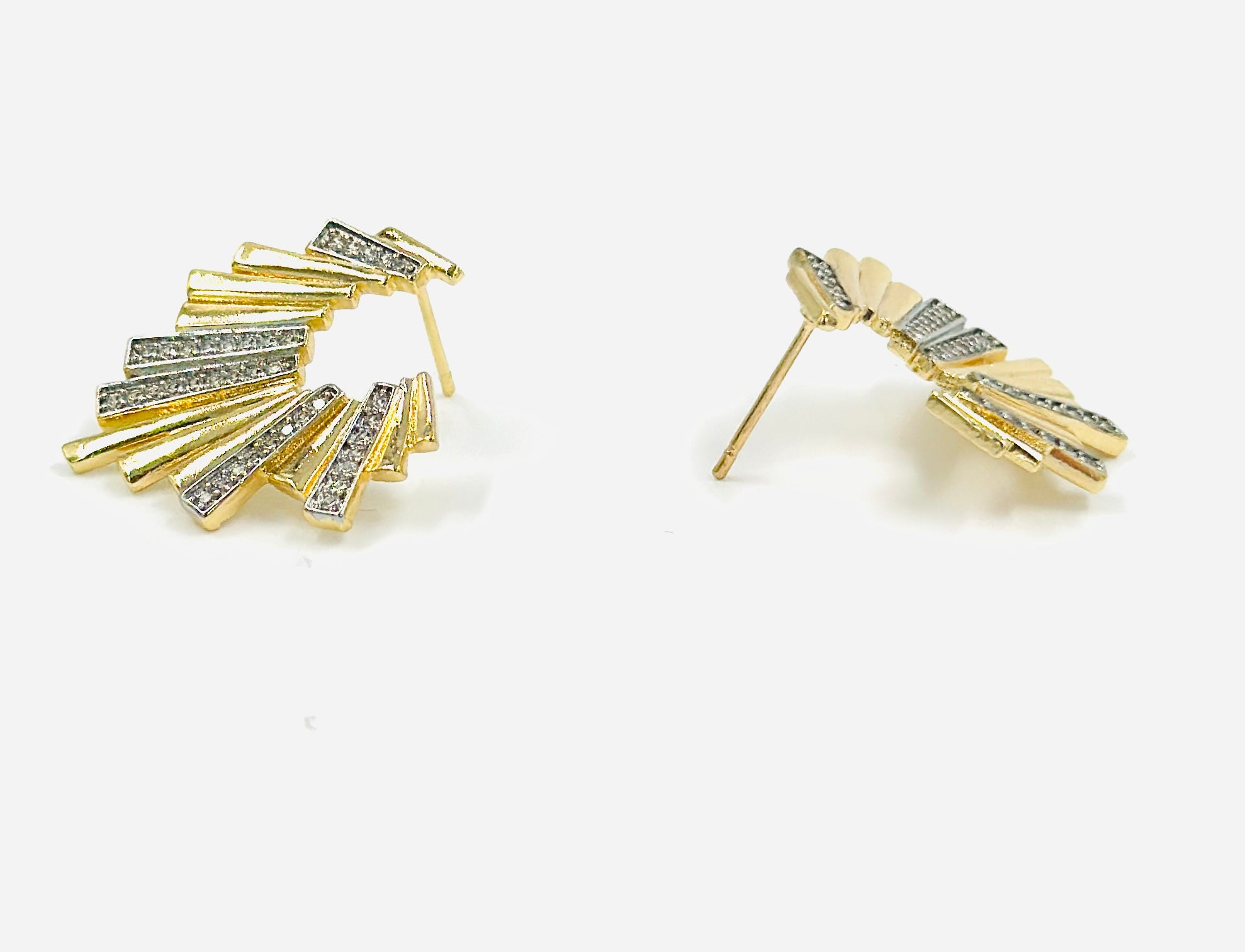 Gold Radiant Fan Diamond Earrings – MODA Accessories