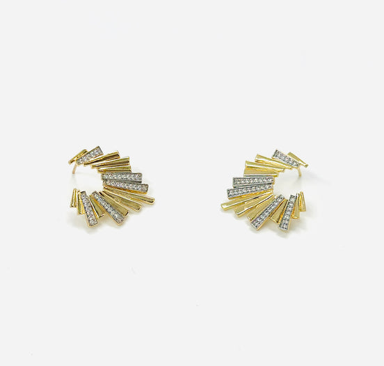 Gold Radiant Fan Diamond Earrings – MODA Accessories