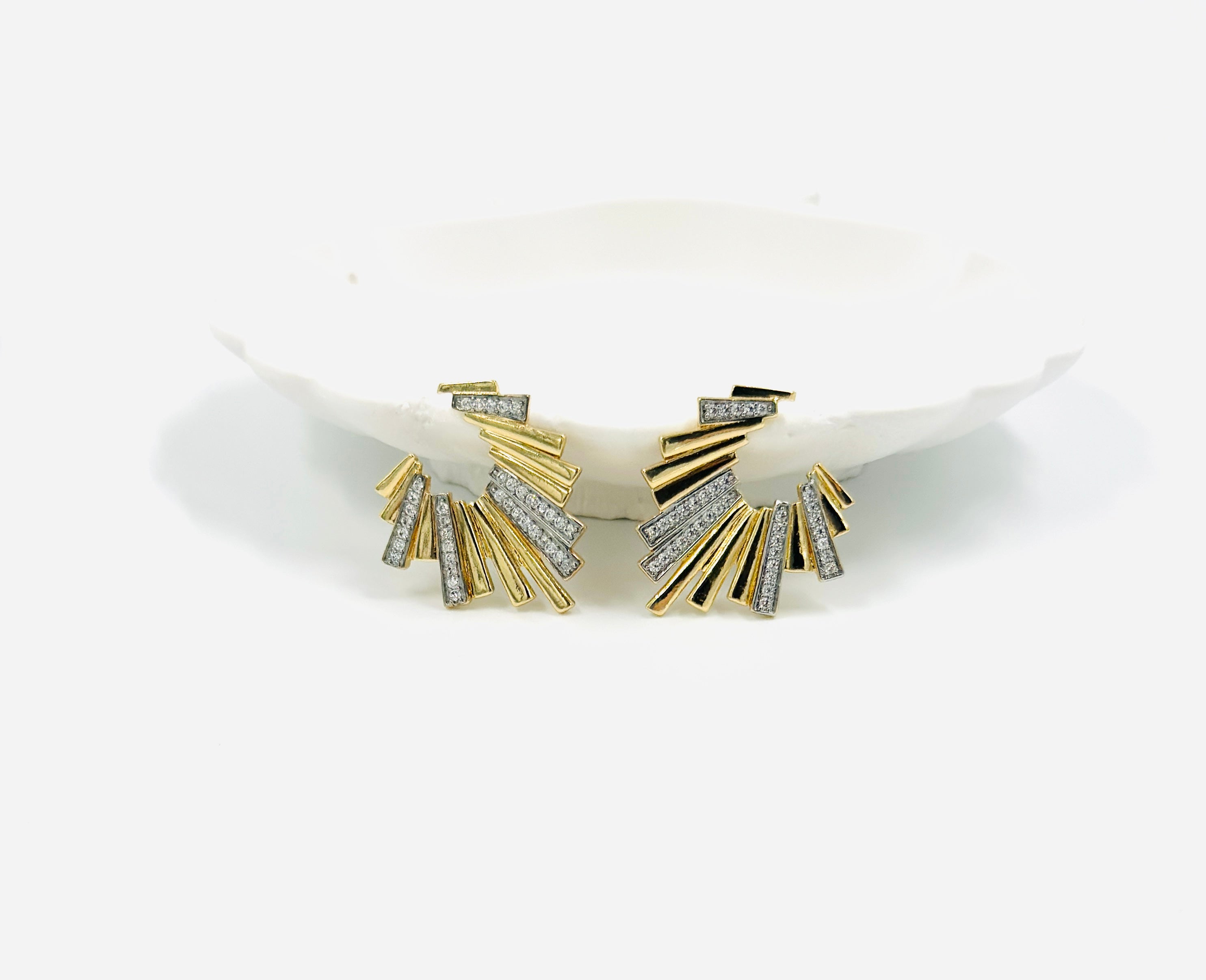 Gold Radiant Fan Diamond Earrings – MODA Accessories