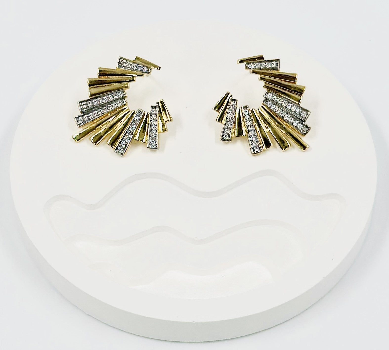 Gold Radiant Fan Diamond Earrings – MODA Accessories