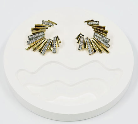 Gold Radiant Fan Diamond Earrings – MODA Accessories