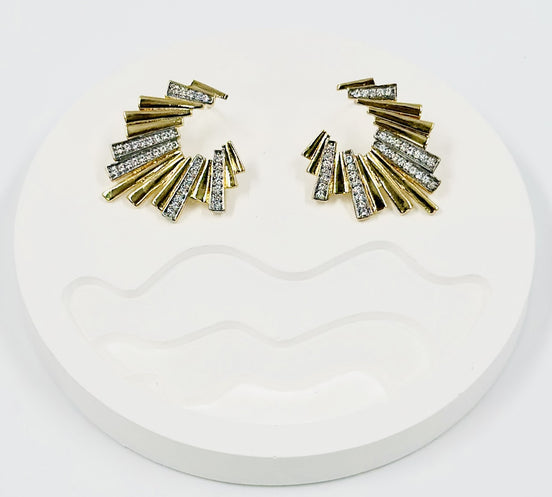 Gold Radiant Fan Diamond Earrings – MODA Accessories