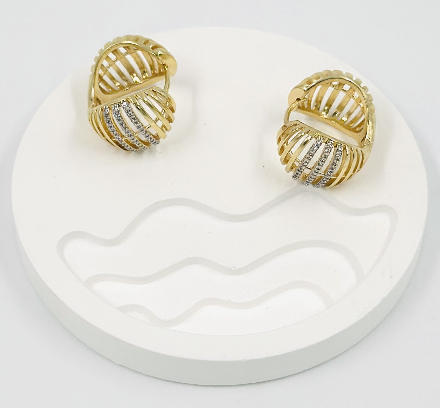 Gold Cage Hoop Diamond Earrings – MODA Accessories