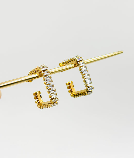 Gold Square Hoop Diamond Earrings – MODA Accessories