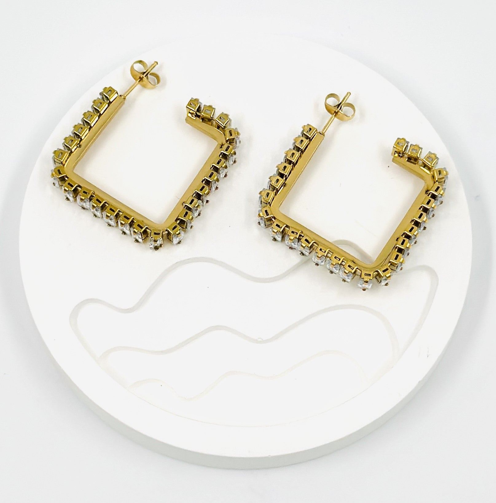 Gold Square Hoop Diamond Earrings – MODA Accessories
