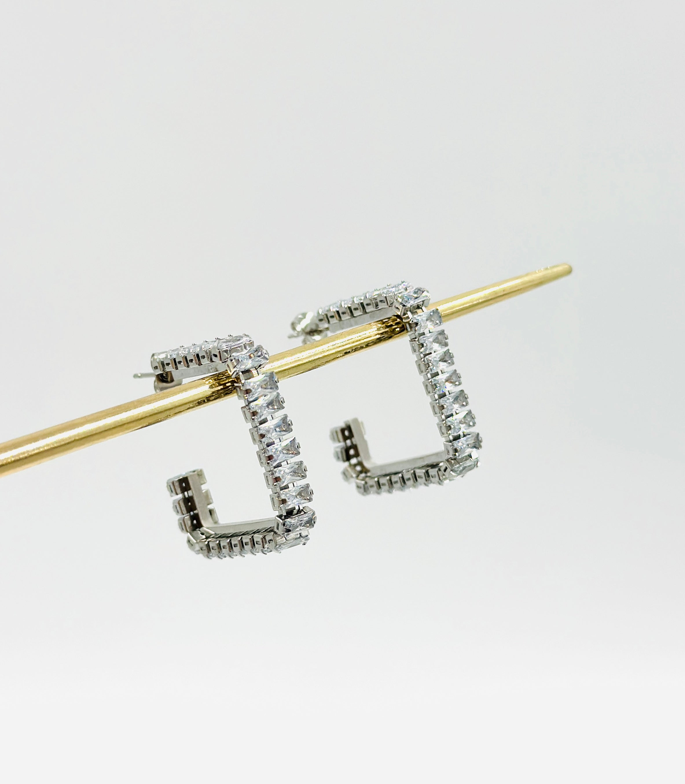 Silver Square Hoop Diamond Earrings – MODA Accessories