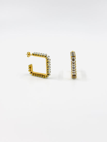 Gold Square Hoop Diamond Earrings – MODA Accessories