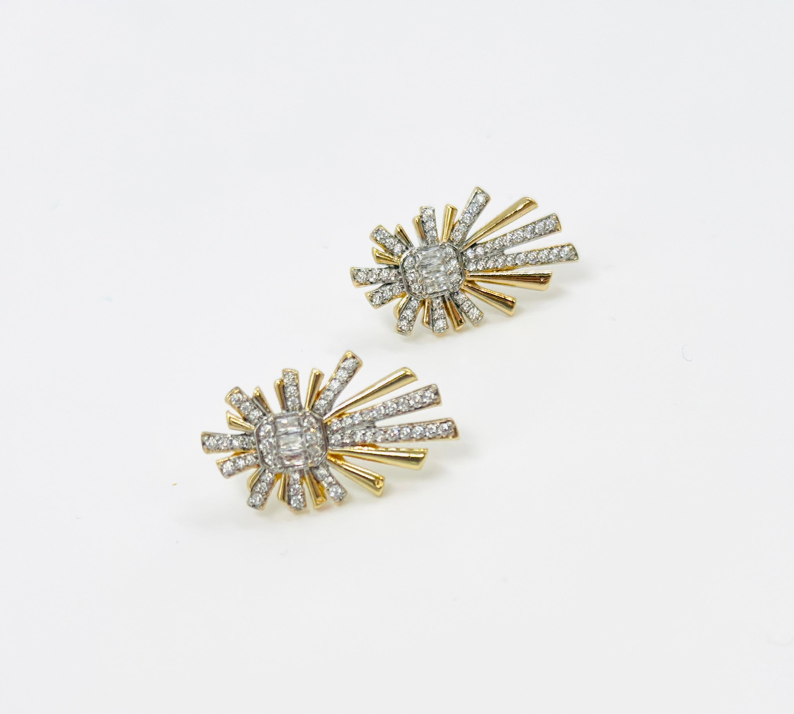Gold Sunburst Diamond Stud Earrings – MODA Accessories