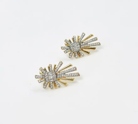 Gold Sunburst Diamond Stud Earrings – MODA Accessories