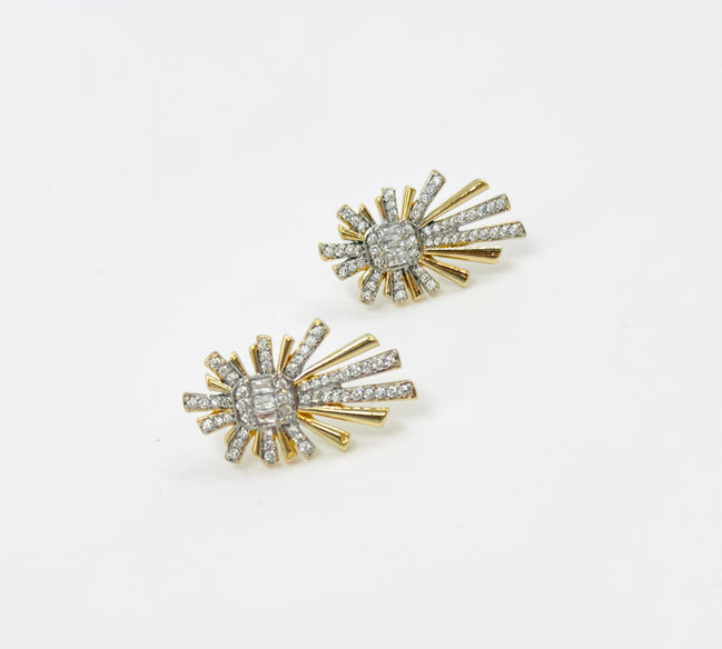 Gold Sunburst Diamond Stud Earrings – MODA Accessories