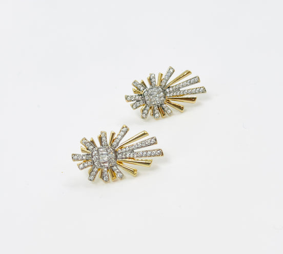 Gold Sunburst Diamond Stud Earrings – MODA Accessories