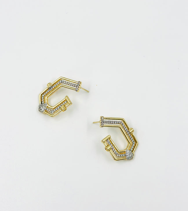 Gold Geometric Diamond Hoop Earrings – MODA Accessories