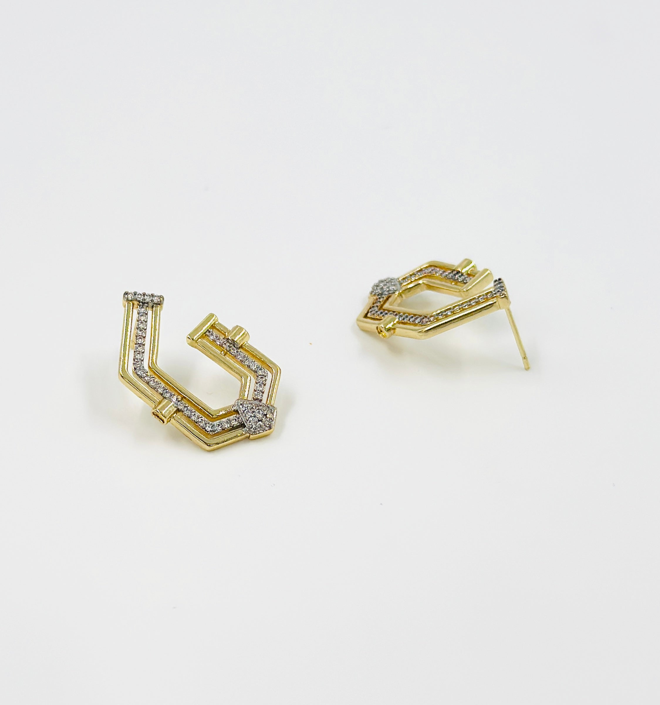 Gold Geometric Diamond Hoop Earrings – MODA Accessories