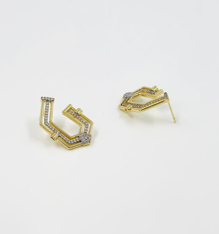 Gold Geometric Diamond Hoop Earrings – MODA Accessories