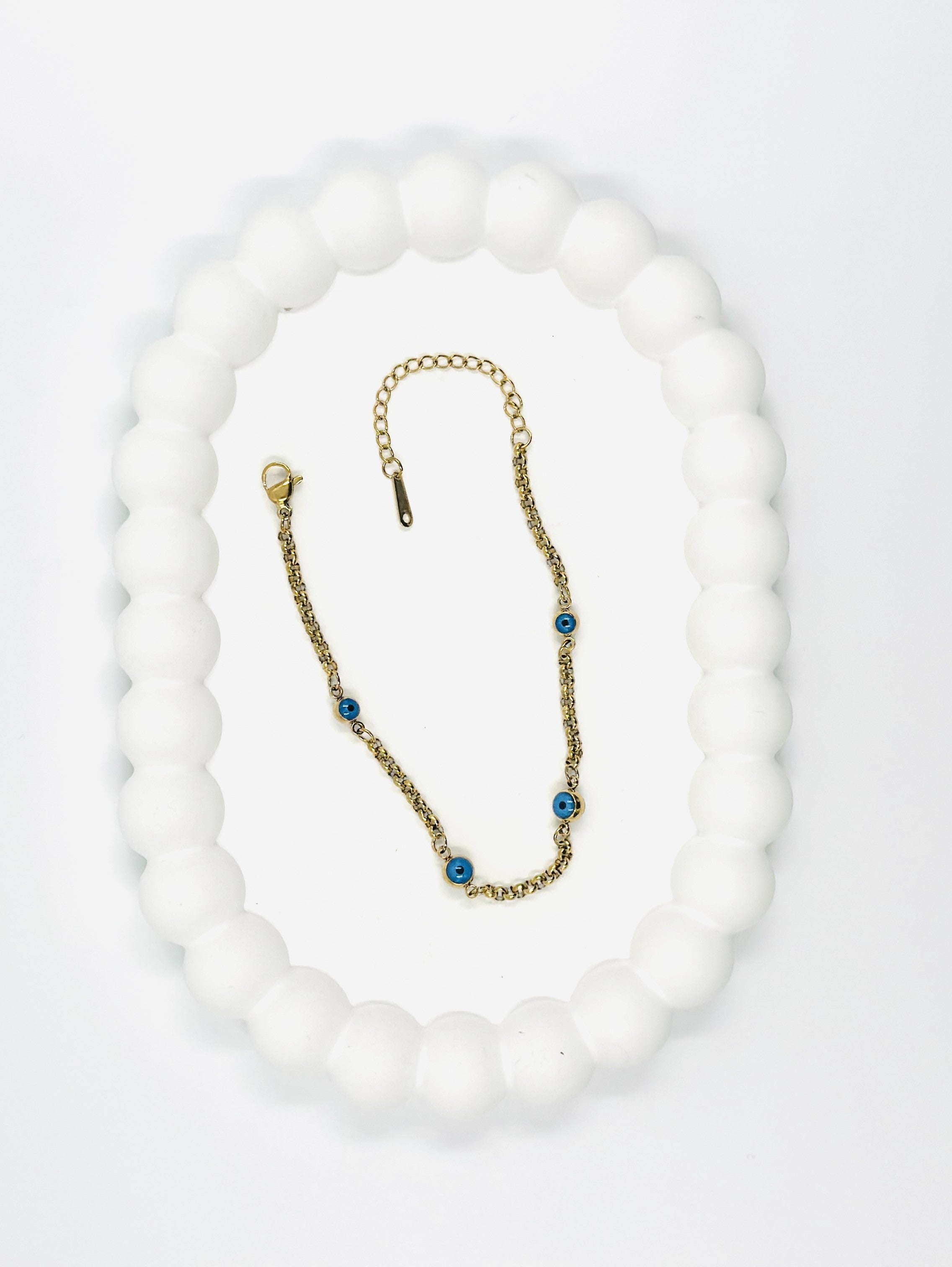 Altın Nazar Boncuklu Zincir Bileklik - Paslanmaz Çelik | MODA Aksesuarları 