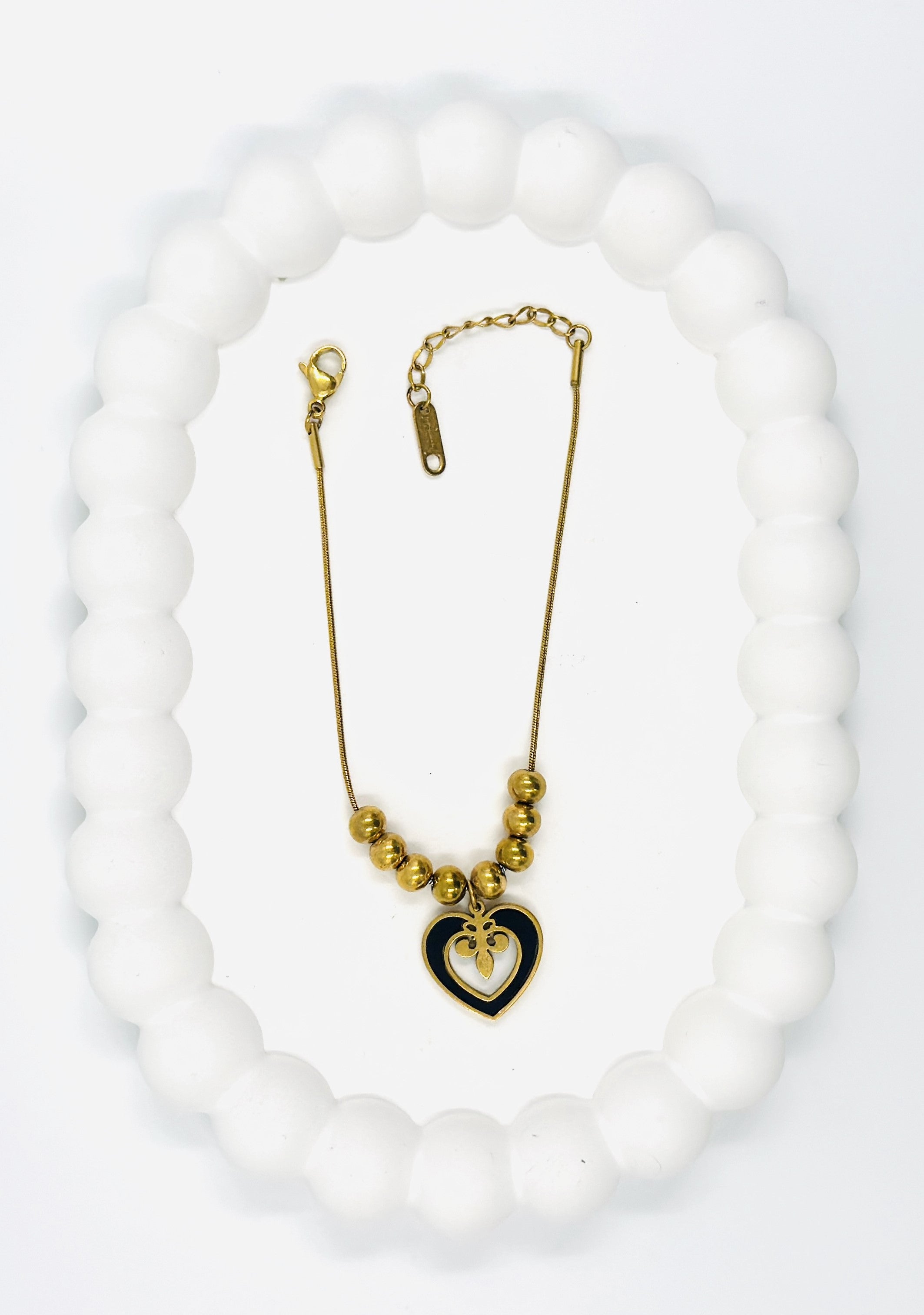 Gold Beaded Heart Bracelet – Stainless Steel | MODA Accessories