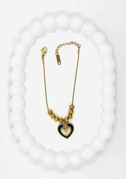Gold Beaded Heart Bracelet – Stainless Steel | MODA Accessories
