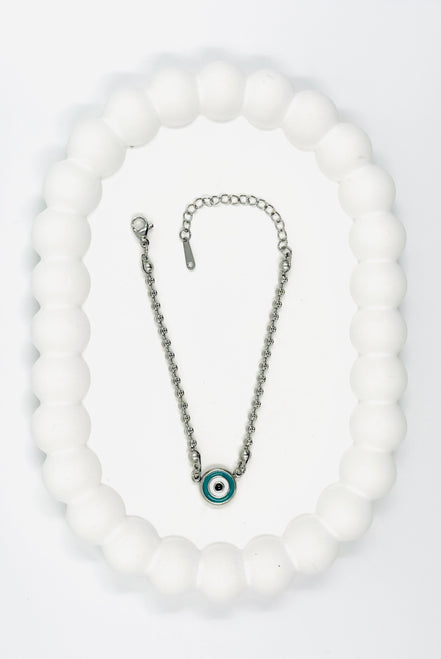 Tek Nazar Gümüş Bileklik - Paslanmaz Çelik | MODA Aksesuarları  