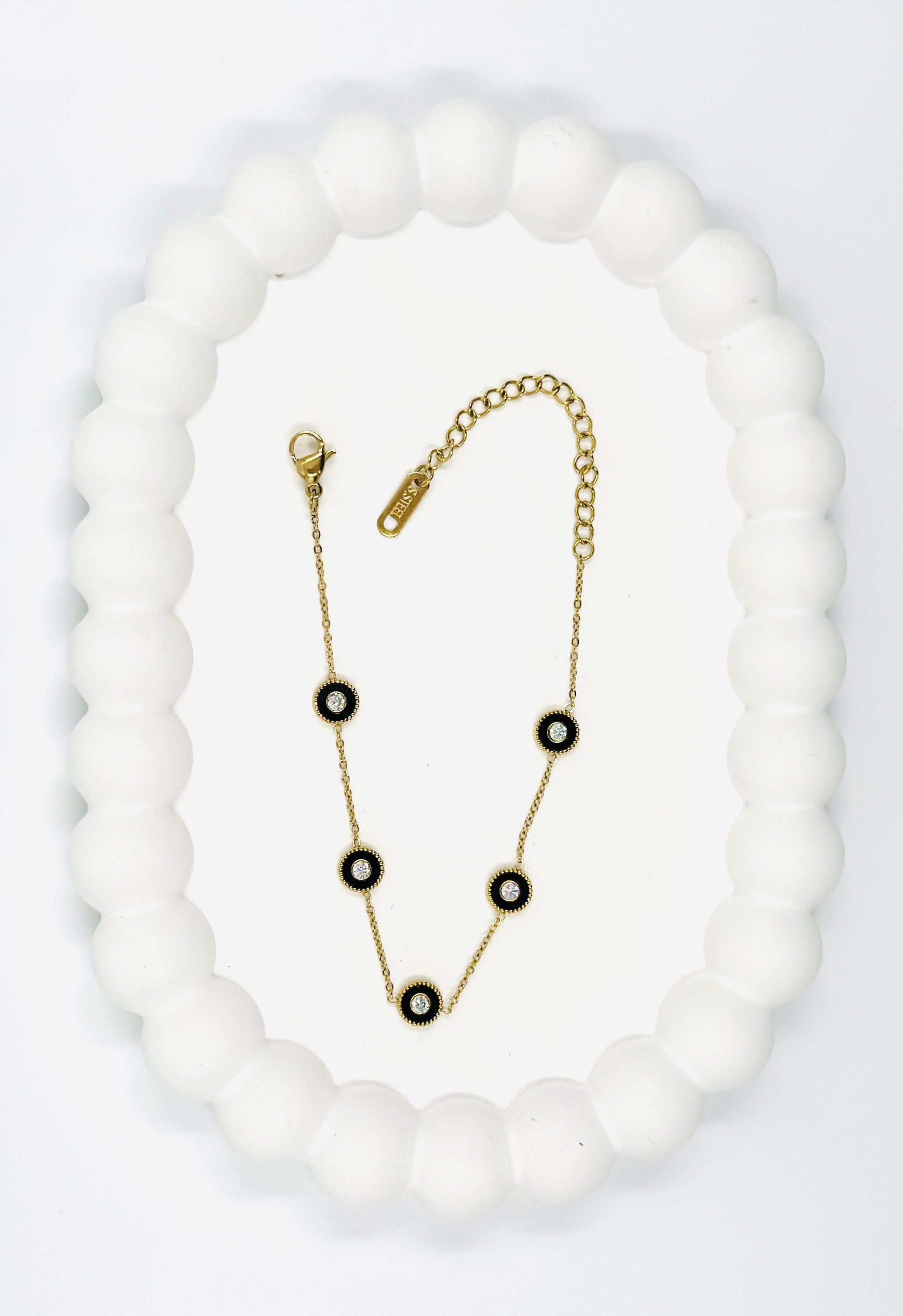 Gold & Black Enamel Circle Bracelet – Stainless Steel | MODA Accessories