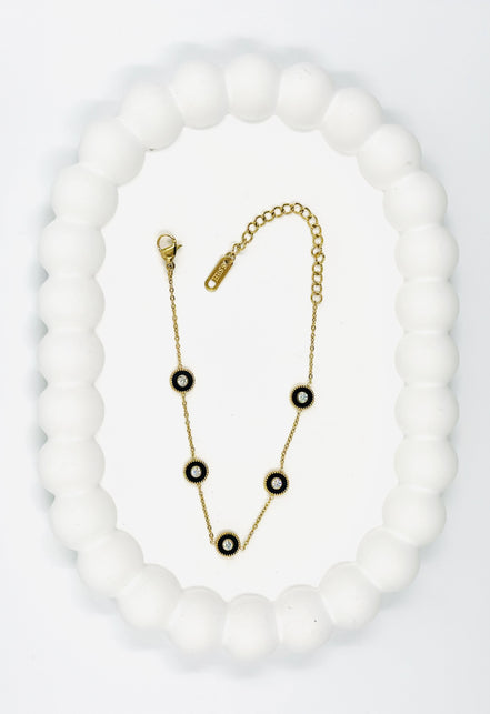 Gold & Black Enamel Circle Bracelet – Stainless Steel | MODA Accessories