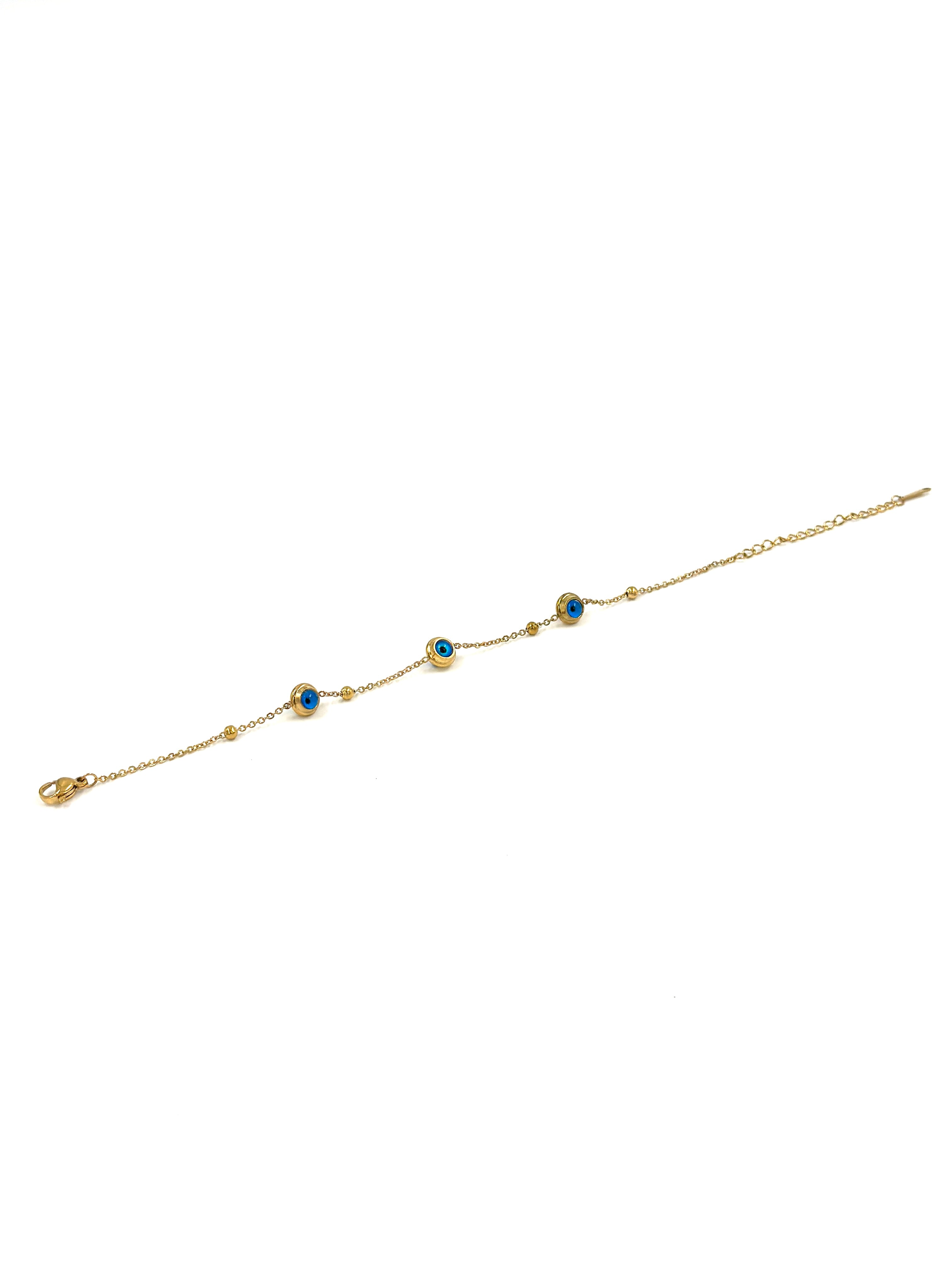 Altın Nazar Boncuklu Zincir Bileklik - Paslanmaz Çelik | MODA Aksesuarları 