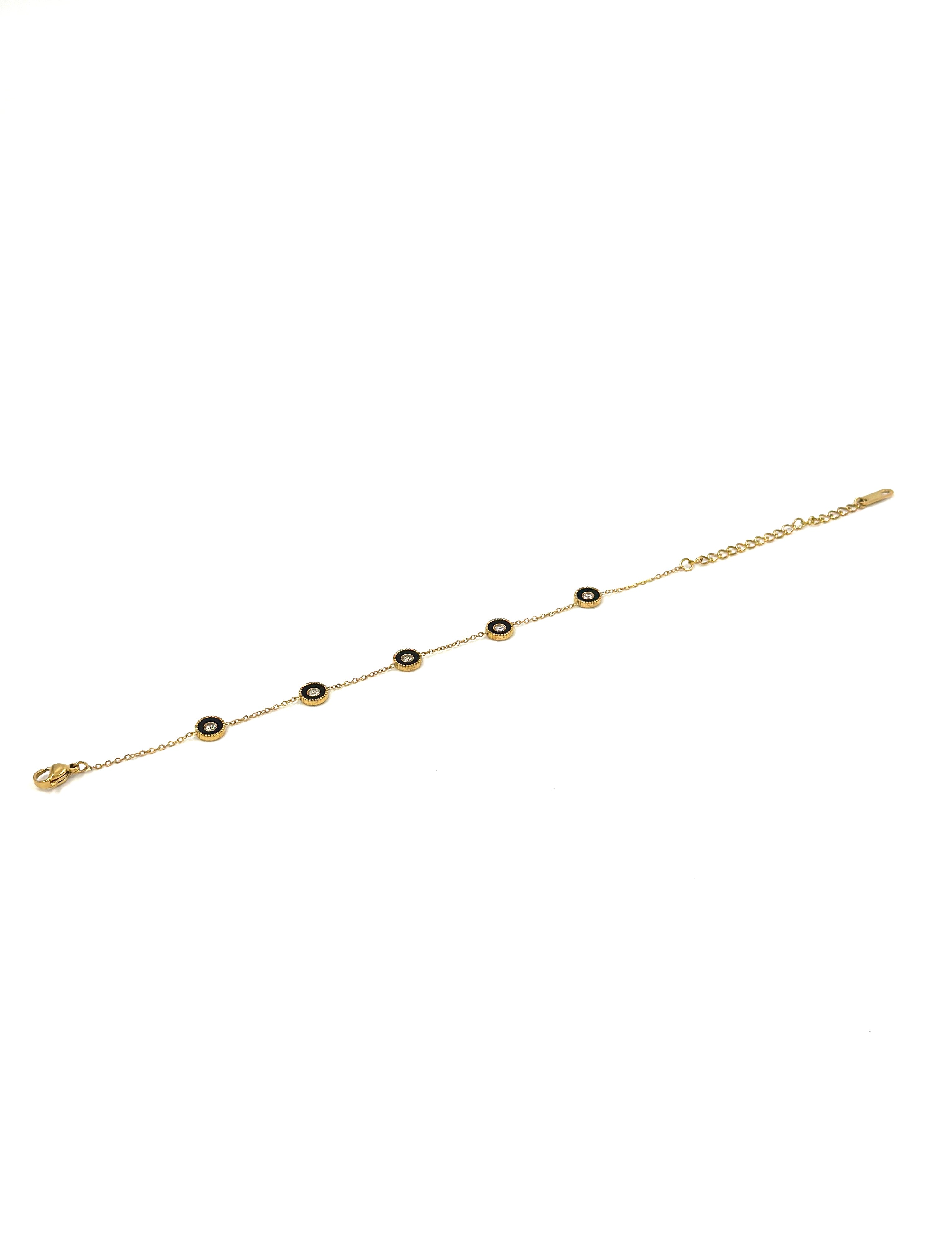 Gold & Black Enamel Circle Bracelet – Stainless Steel | MODA Accessories