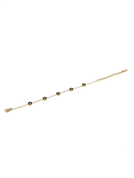 Gold & Black Enamel Circle Bracelet – Stainless Steel | MODA Accessories