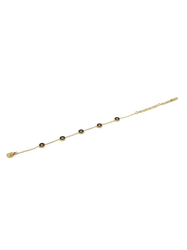 Gold & Black Enamel Circle Bracelet – Stainless Steel | MODA Accessories