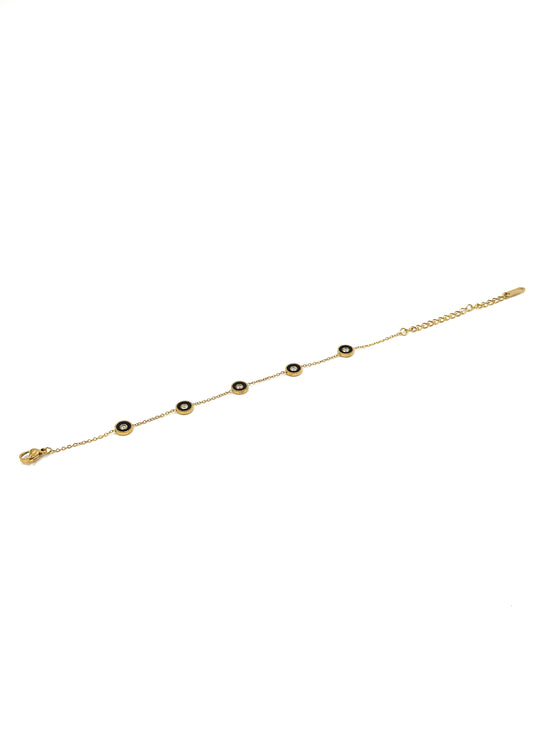 Gold & Black Enamel Circle Bracelet – Stainless Steel | MODA Accessories