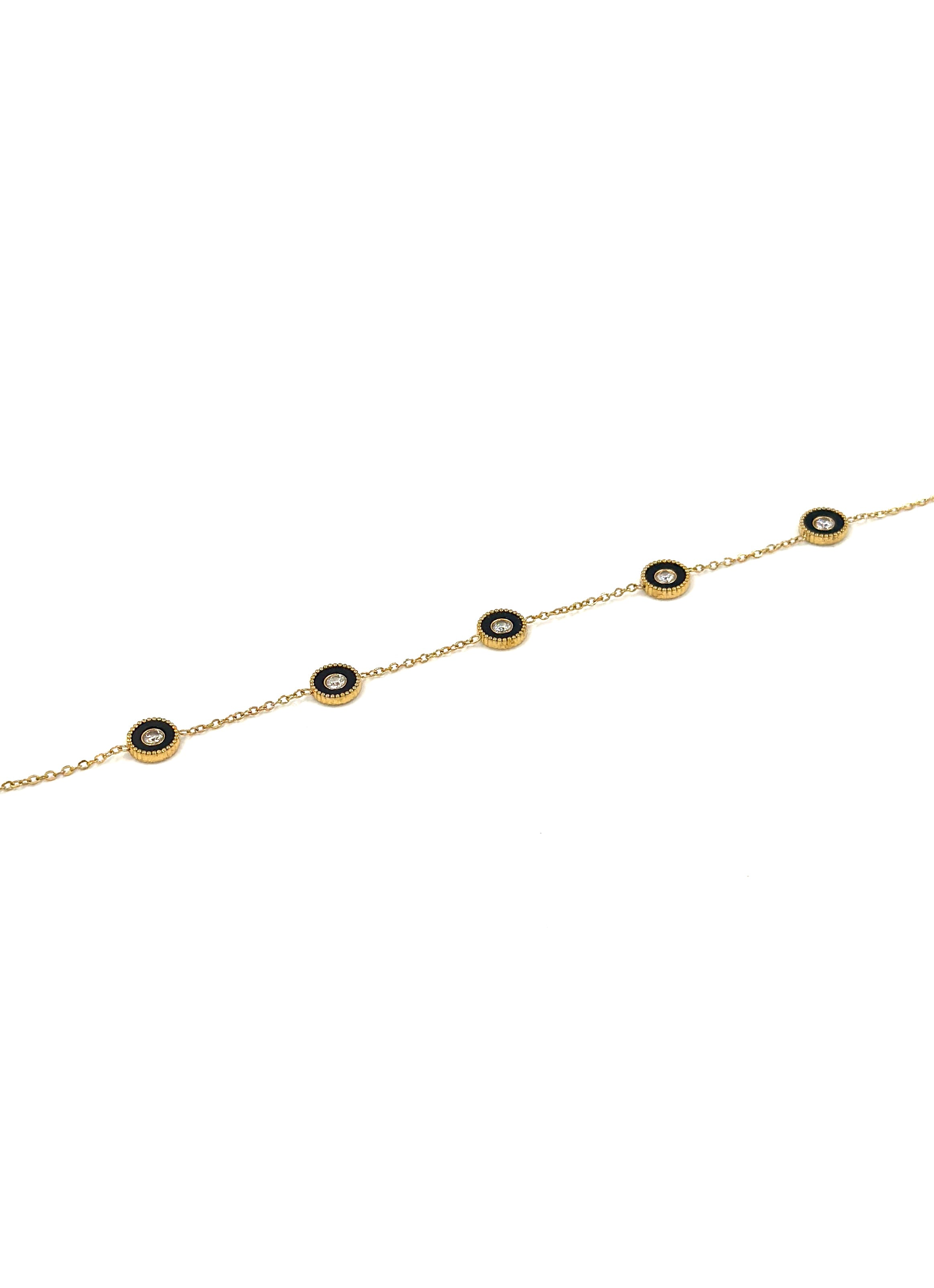 Gold & Black Enamel Circle Bracelet – Stainless Steel | MODA Accessories