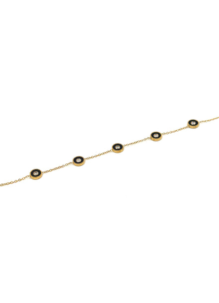 Gold & Black Enamel Circle Bracelet – Stainless Steel | MODA Accessories