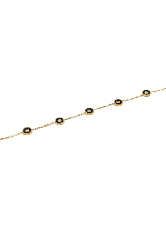 Gold & Black Enamel Circle Bracelet – Stainless Steel | MODA Accessories