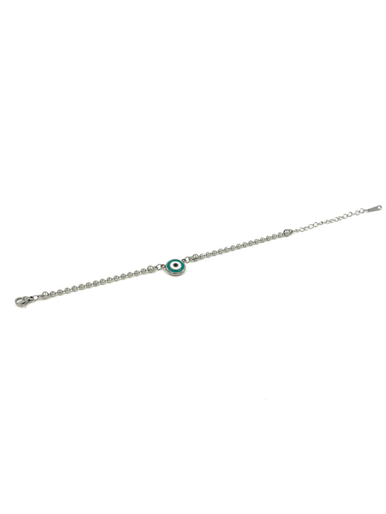 Single Evil Eye Silver Bracelet – Stainless Steel | MODA Accessories
