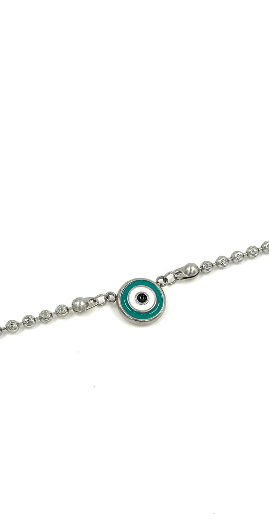Single Evil Eye Silver Bracelet – Stainless Steel | MODA Accessories