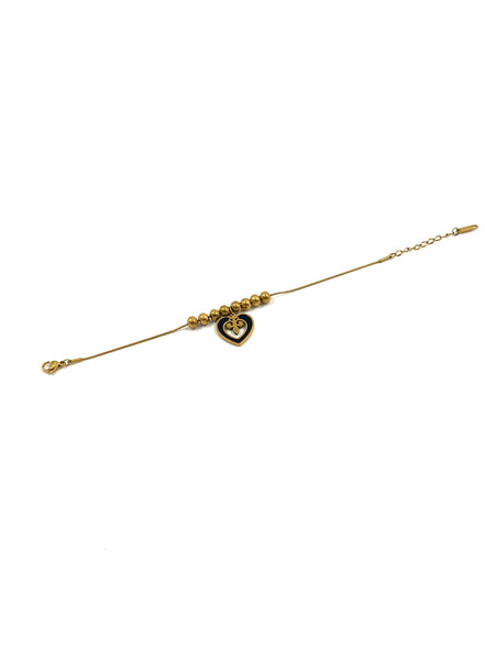 Gold Beaded Heart Bracelet – Stainless Steel | MODA Accessories