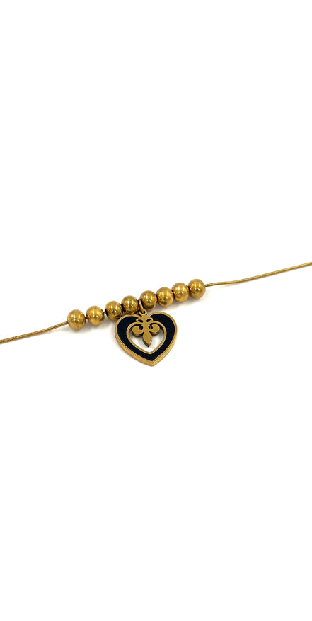 Gold Beaded Heart Bracelet – Stainless Steel | MODA Accessories