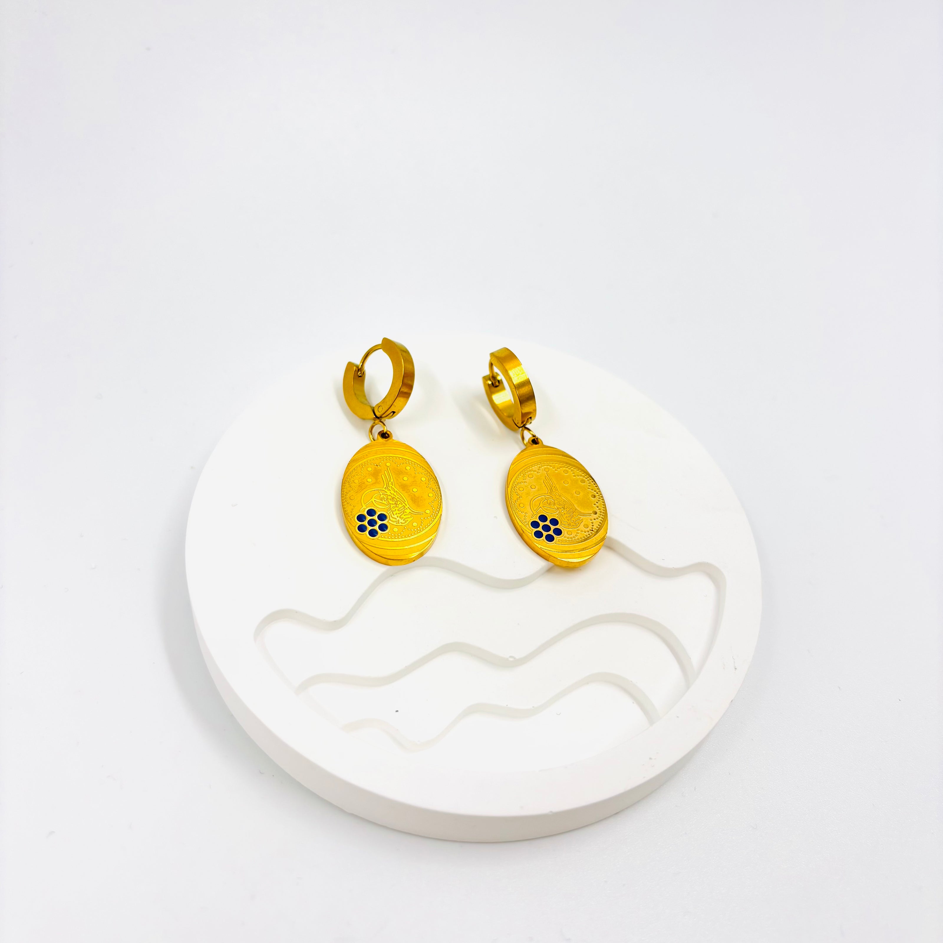 Altın Osmanlı Parası Küpeler - Paslanmaz Çelik | MODA Aksesuarları