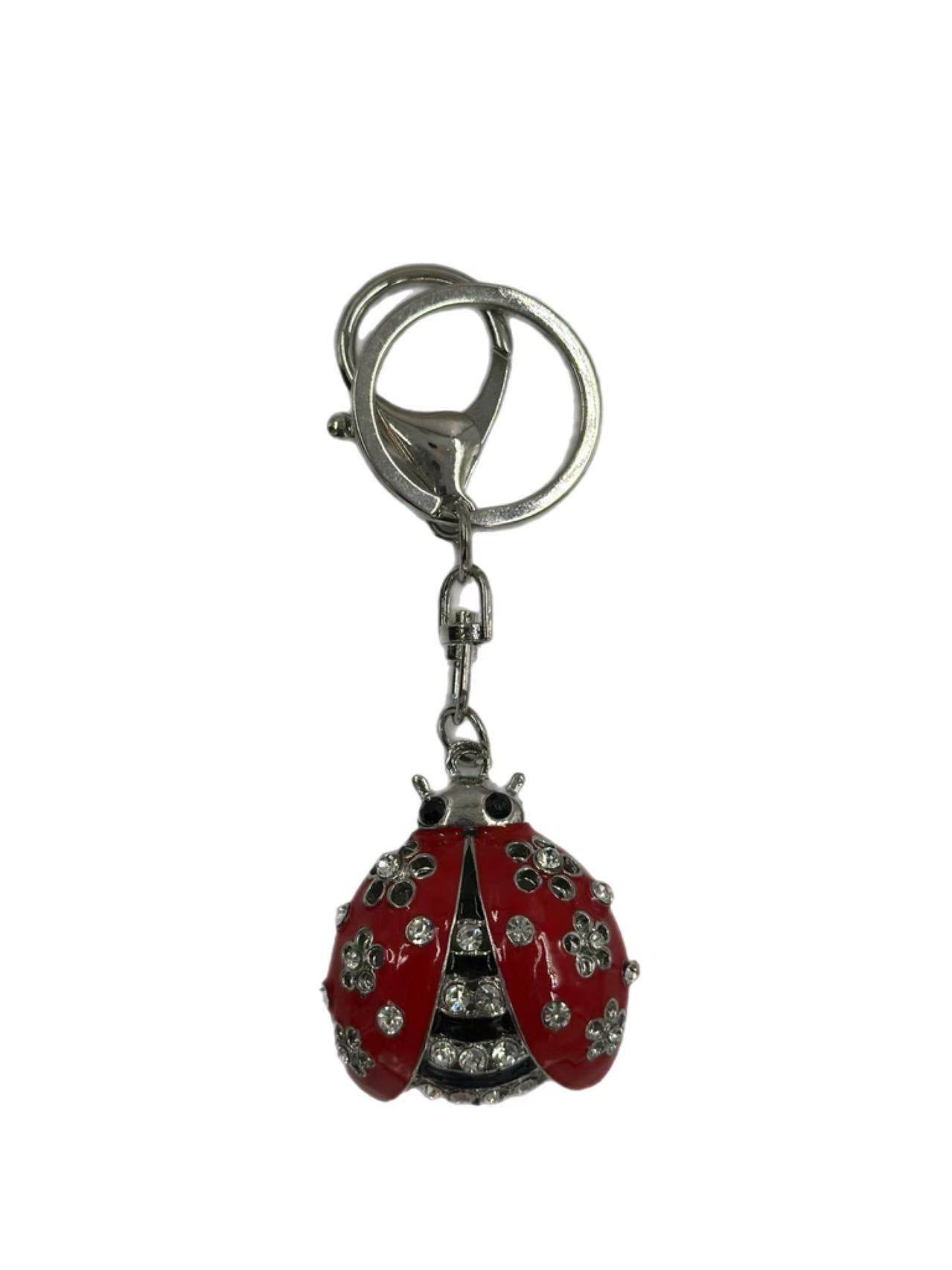Sparkling Red Ladybug Keychain with Crystal Accents - MODA ACCESSORIES