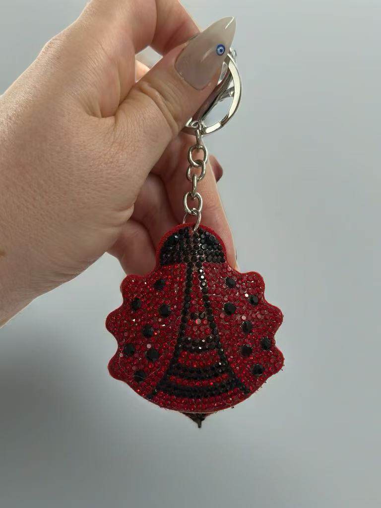Crystal Ladybug Keychain – Sparkling Red Rhinestone Bag Charm & Key Ring - MODA ACCESSORIES