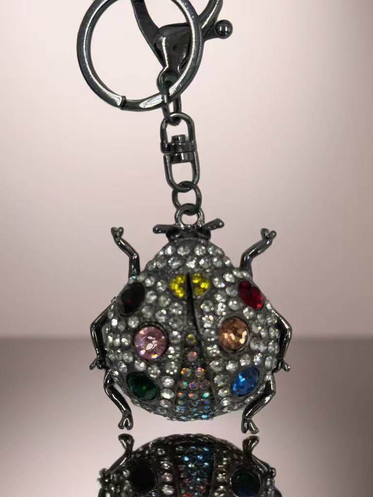 Rhinestone Ladybug Keychain – Multicolor Crystal Insect Bag Charm - MODA ACCESSORIES