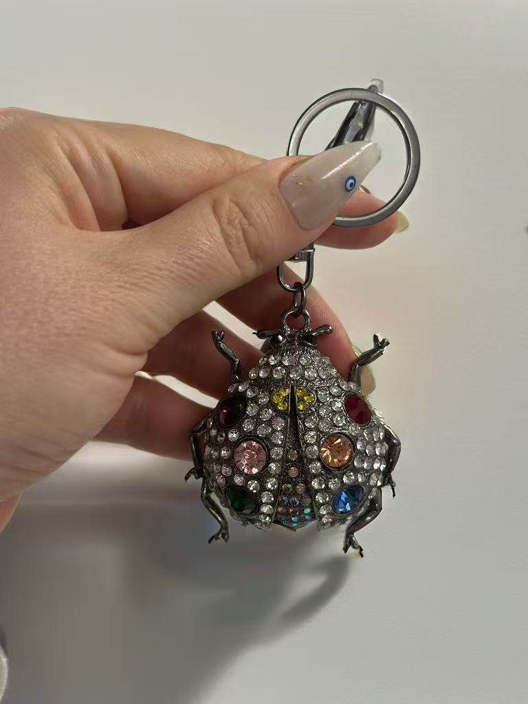 Rhinestone Ladybug Keychain – Multicolor Crystal Insect Bag Charm - MODA ACCESSORIES